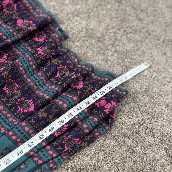 Natural Life Boho Wide Leg Jumpsuit Blue Floral Print Sleeveless Romper Sz L - Picture 11 of 14